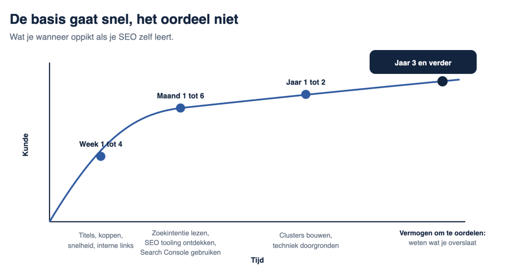 wat je wanneer oppikt als je seo zelf leert, vereenvoudigd in een infographic - Jesse Commandeur